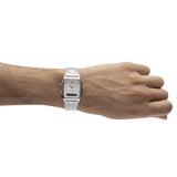 AQ-230 Reloj Casio Unisex Pulsera de Acero Inoxidable Doble hora Vintage Clásico