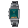 AQ-230 Reloj Casio Unisex Pulsera de Acero Inoxidable Doble hora Vintage Clásico