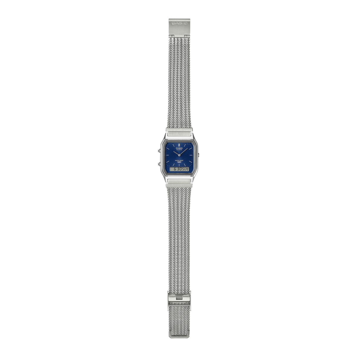 AQ-230EM Reloj Casio unisex banda mesh doble hora