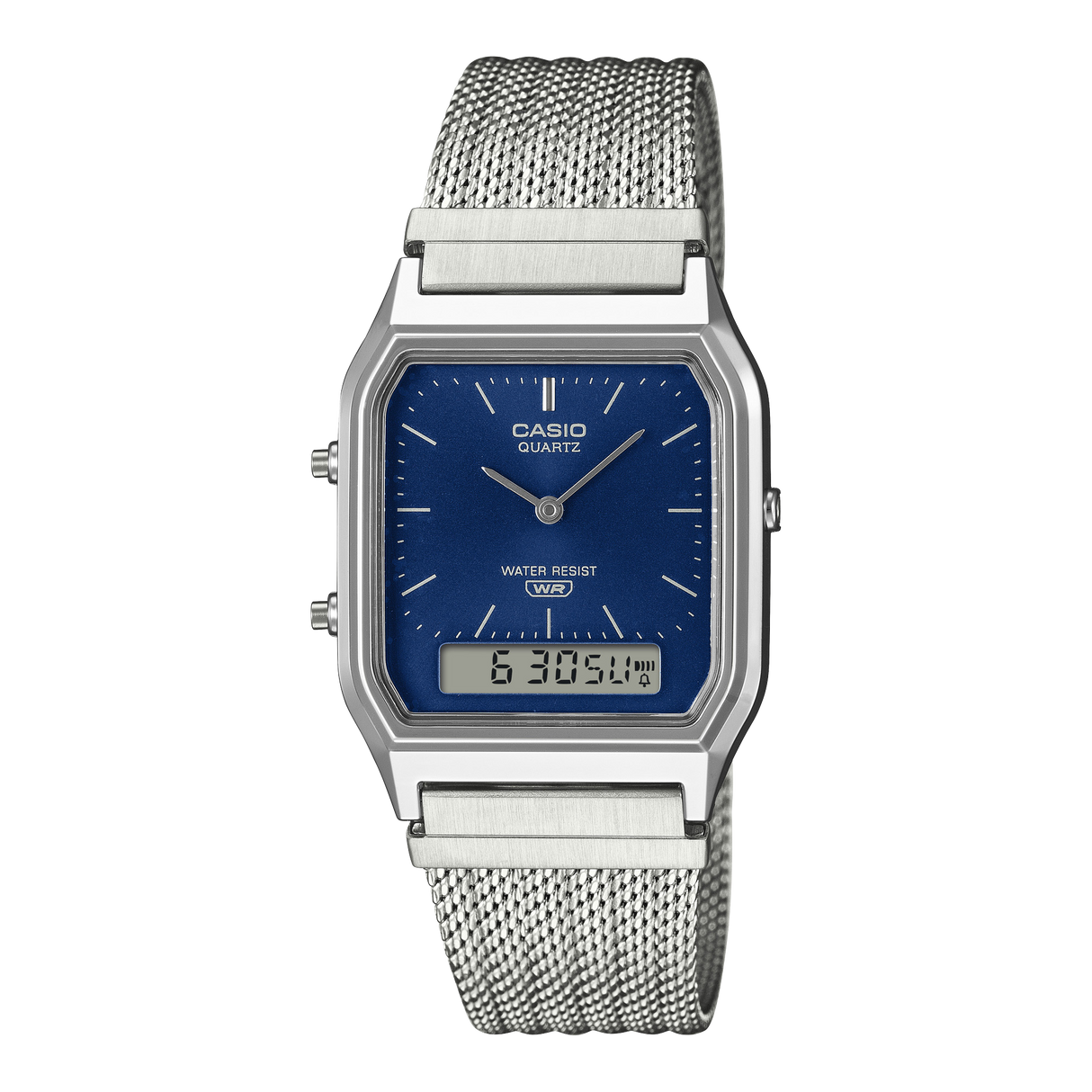 AQ-230EM Reloj Casio unisex banda mesh doble hora