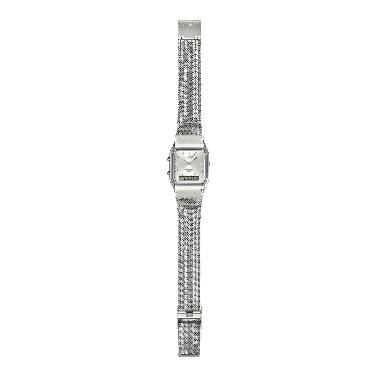 AQ-230EM Reloj Casio unisex banda mesh doble hora