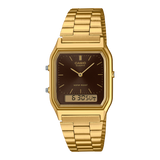 AQ-230 Reloj Casio Unisex Pulsera de Acero Inoxidable Doble hora Vintage Clásico