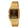 AQ-230 Reloj Casio Unisex Pulsera de Acero Inoxidable Doble hora Vintage Clásico
