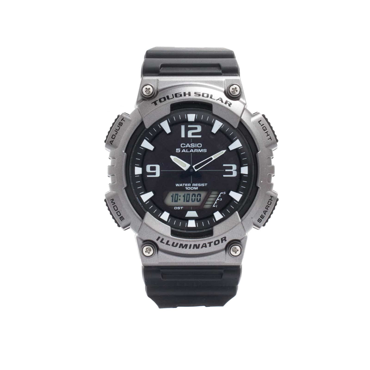 AQ-S810 Reloj Casio para Hombre Pulsera de Caucho Doble hora Tough Solar Illuminator