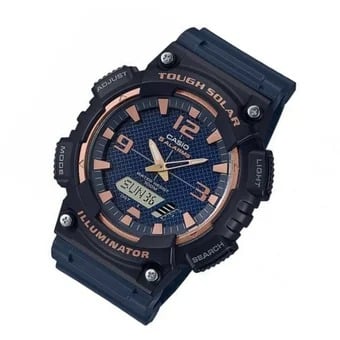 AQ-S810 Reloj Casio para Hombre Pulsera de Caucho Doble hora Tough Solar Illuminator