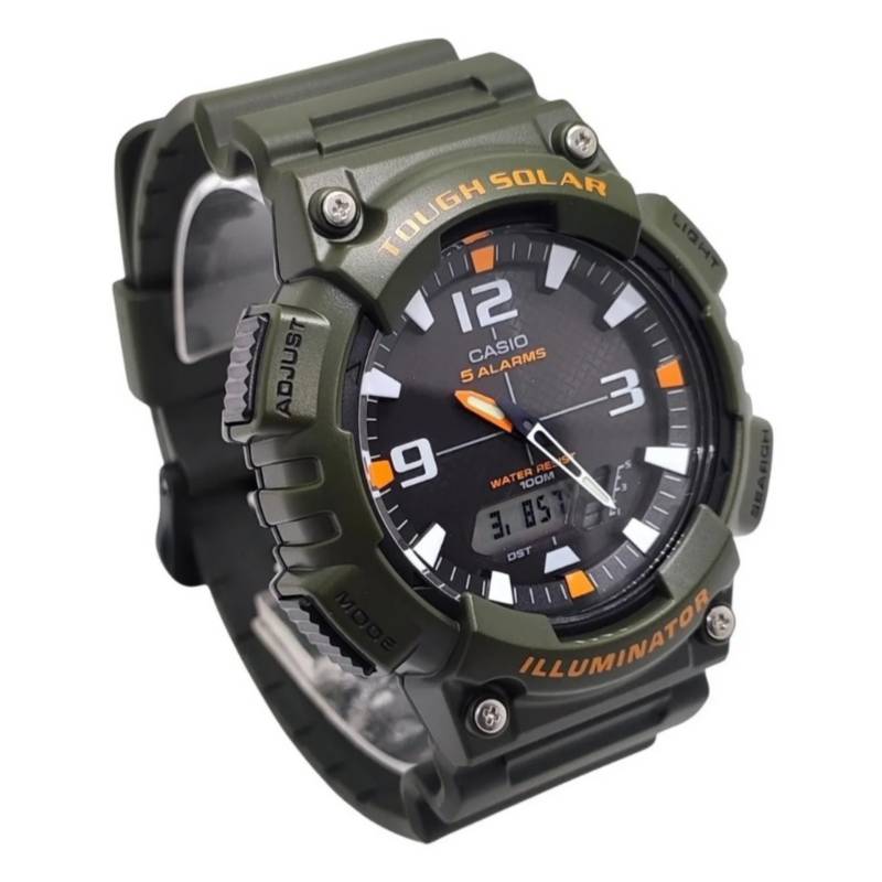 AQ-S810 Reloj Casio para Hombre Pulsera de Caucho Doble hora Tough Solar Illuminator