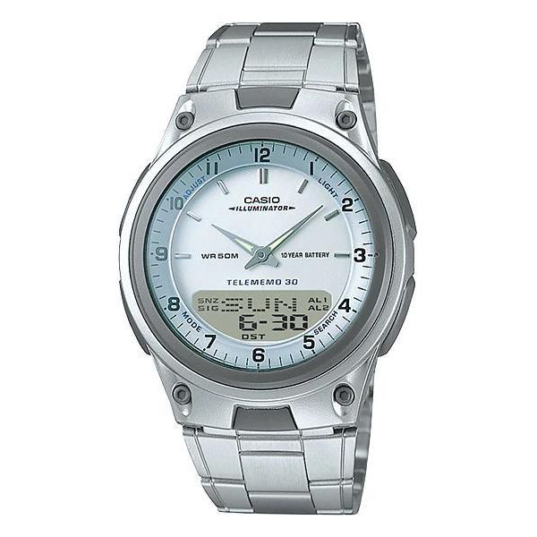 AW-80D Reloj Casio para Hombre Pulsera de Metal Doble hora Illuminator 10 Años de Batería