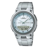 AW-80D Reloj Casio para Hombre Pulsera de Metal Doble hora Illuminator 10 Años de Batería