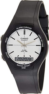 AW-90 Reloj Casio para Hombre Pulsera de Caucho Doble hora Alarma Cronómetro