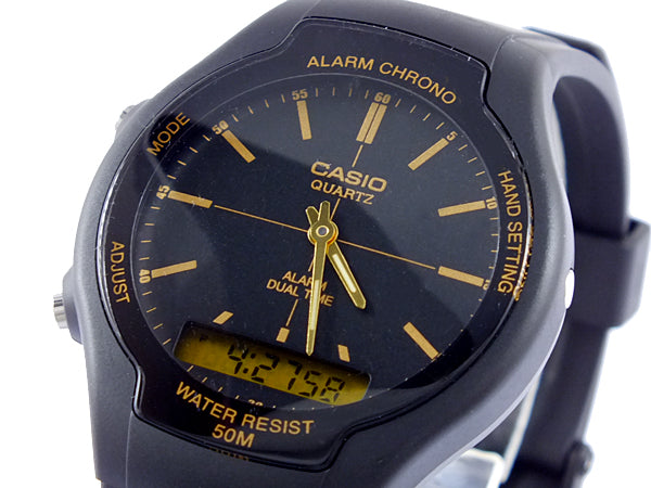 AW-90 Reloj Casio para Hombre Pulsera de Caucho Doble hora Alarma Cronómetro