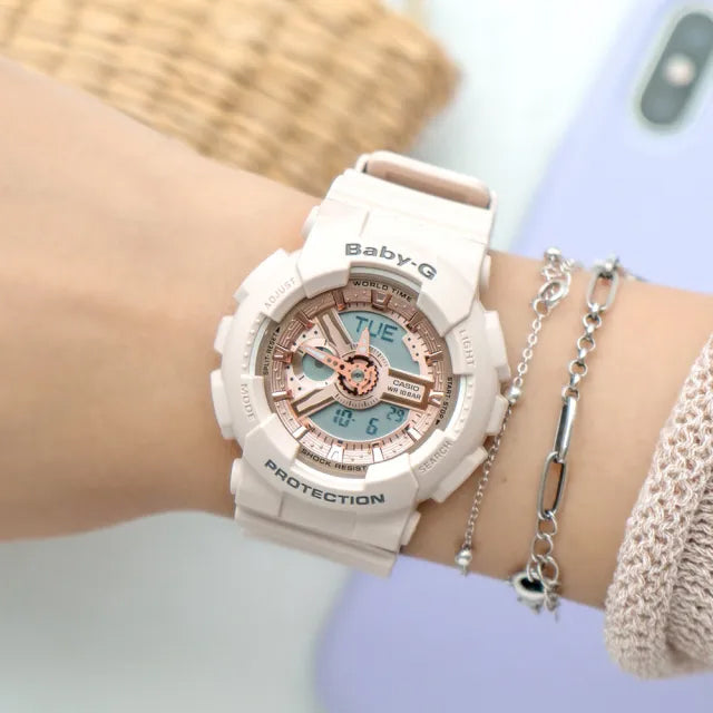 BA-110X Reloj Baby-G para Mujer Pulsera de Caucho Doble hora