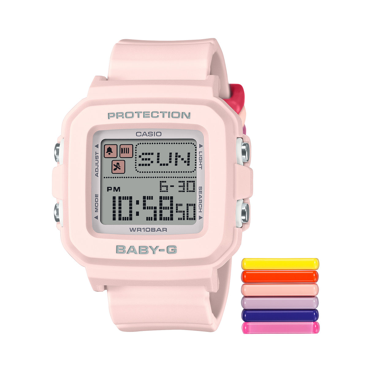 BGD-10 Reloj Baby-G de dama pulsera de caucho digital
