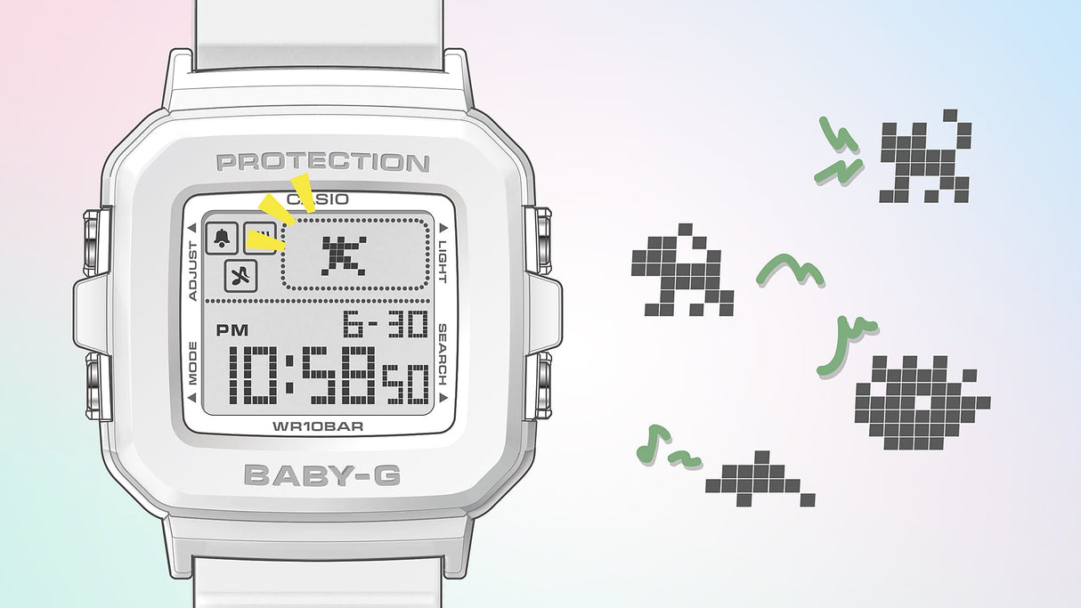 BGD-10 Reloj Baby-G de dama pulsera de caucho digital