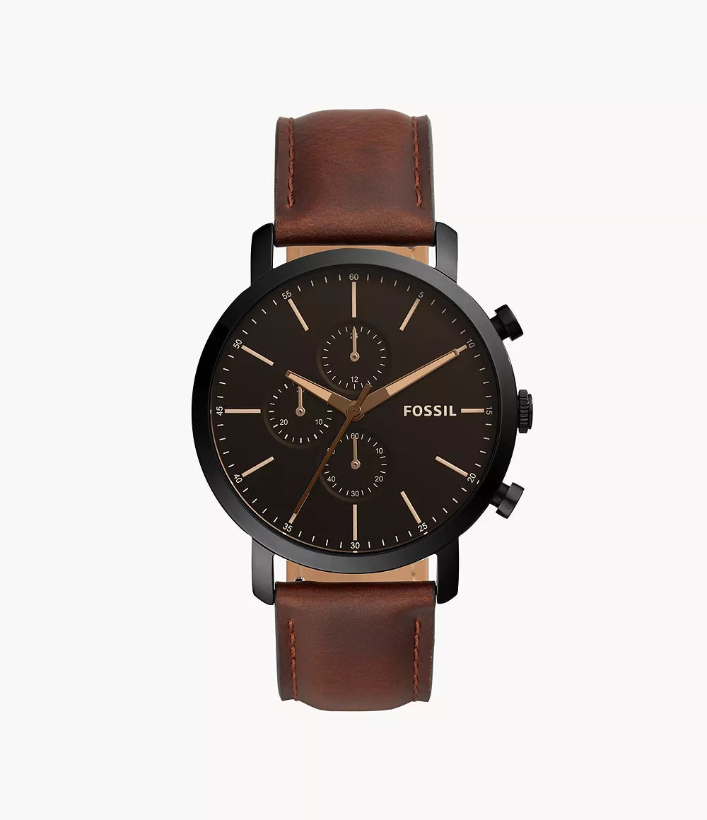 Reloj Fossil Luther para hombre correa de piel