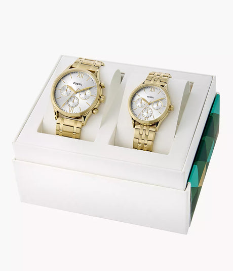 Set de relojes Fossil para pareja pulsera de metal