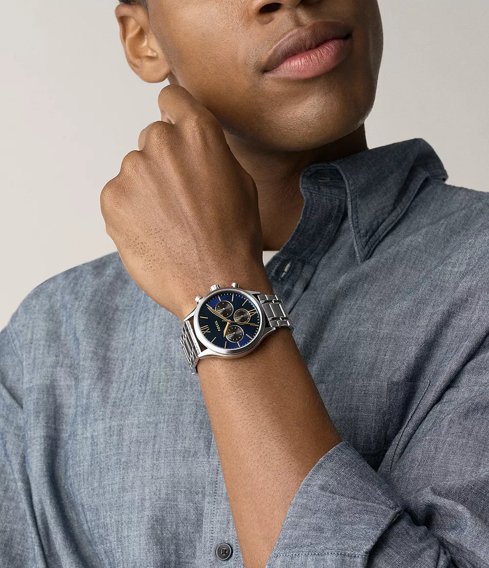 Fossil Fenmore Reloj Análogo para Hombre Pulsera de Metal