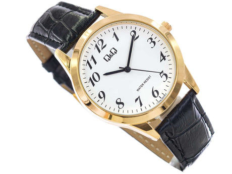 C00A Reloj QQ para hombre pulsera de Cuero