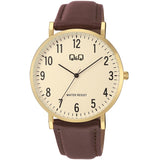 C43A Reloj QQ para hombre pulsera de Cuero