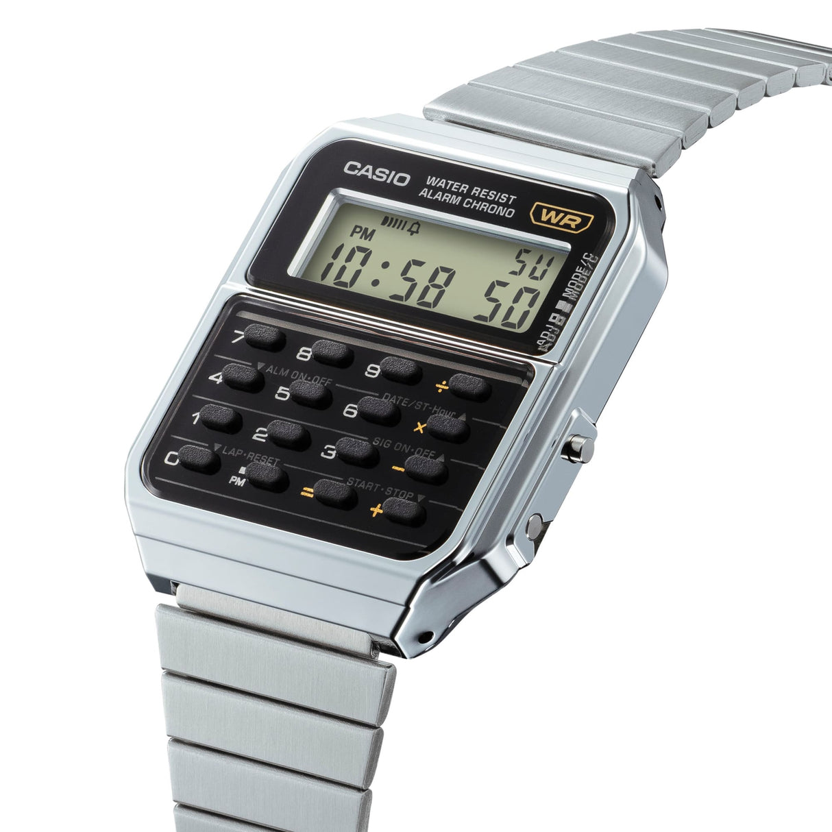 CA-500 Reloj Casio Hombre Calculadora Alarma Cronógrafo Pulsera de Metal Digital