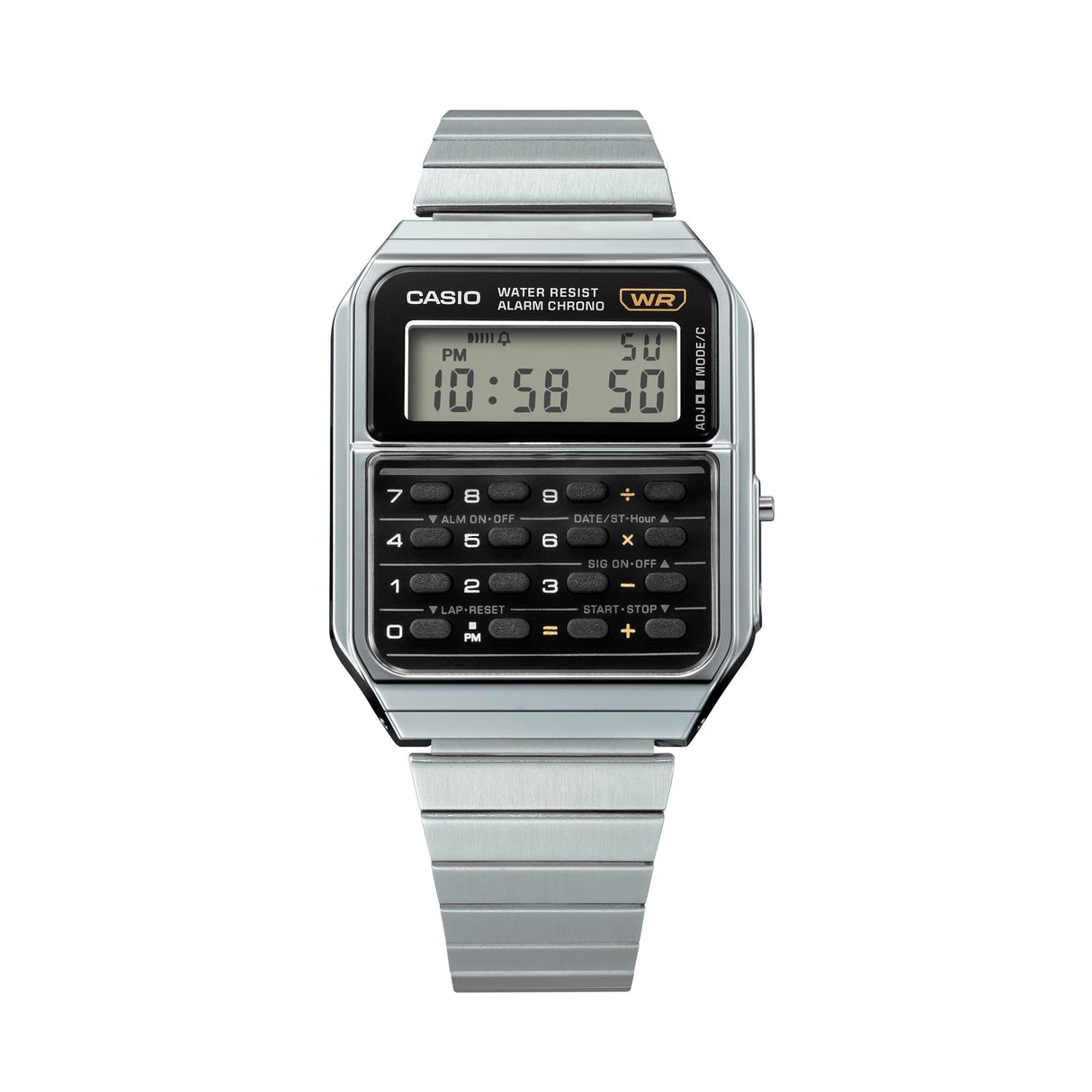 CA-500 Reloj Casio Hombre Calculadora Alarma Cronógrafo Pulsera de Metal Digital