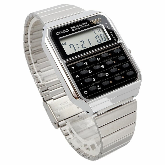 CA-500 Reloj Casio Hombre Calculadora Alarma Cronógrafo Pulsera de Metal Digital