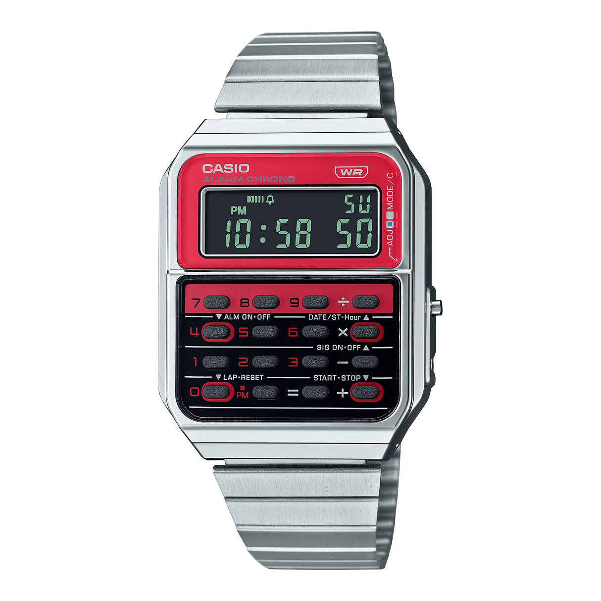 CA-500 Reloj Casio Hombre Calculadora Alarma Cronógrafo Pulsera de Metal Digital