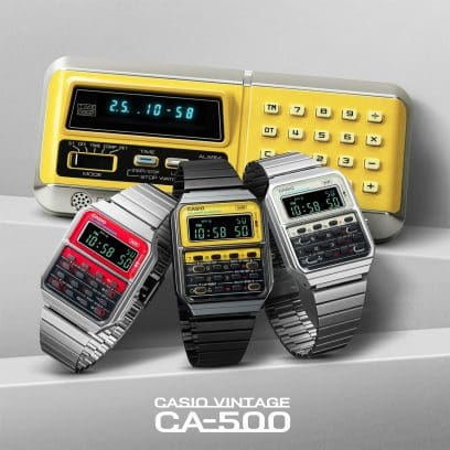 CA-500 Reloj Casio Hombre Calculadora Alarma Cronógrafo Pulsera de Metal Digital