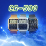 CA-500 Reloj Casio Hombre Calculadora Alarma Cronógrafo Pulsera de Metal Digital