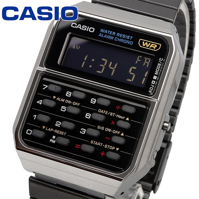 CA-500 Reloj Casio Hombre Calculadora Alarma Cronógrafo Pulsera de Metal Digital