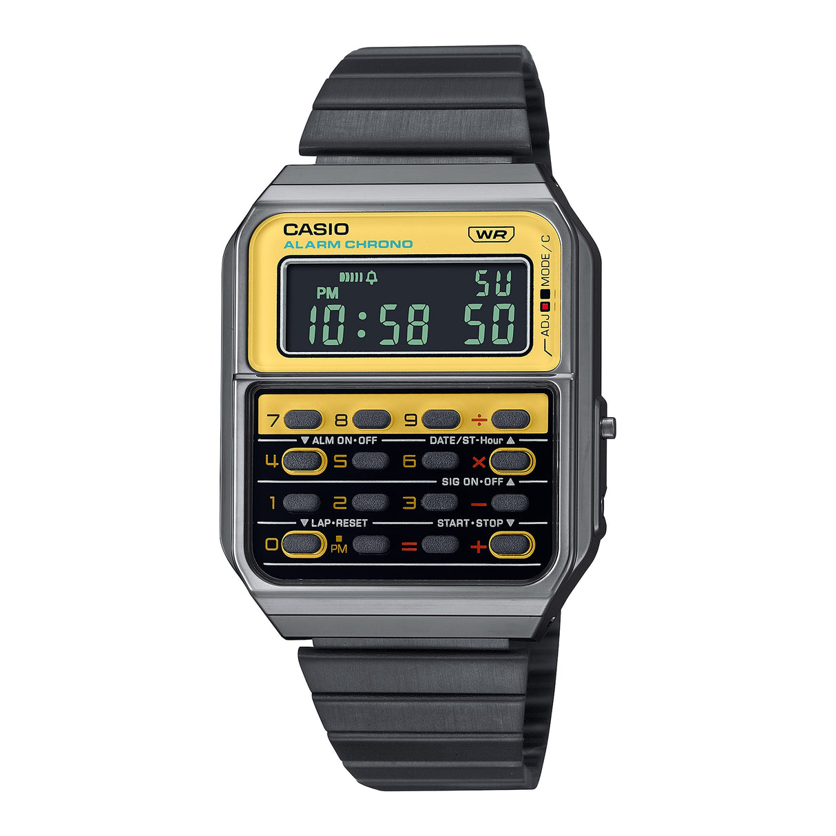 CA-500 Reloj Casio Hombre Calculadora Alarma Cronógrafo Pulsera de Metal Digital