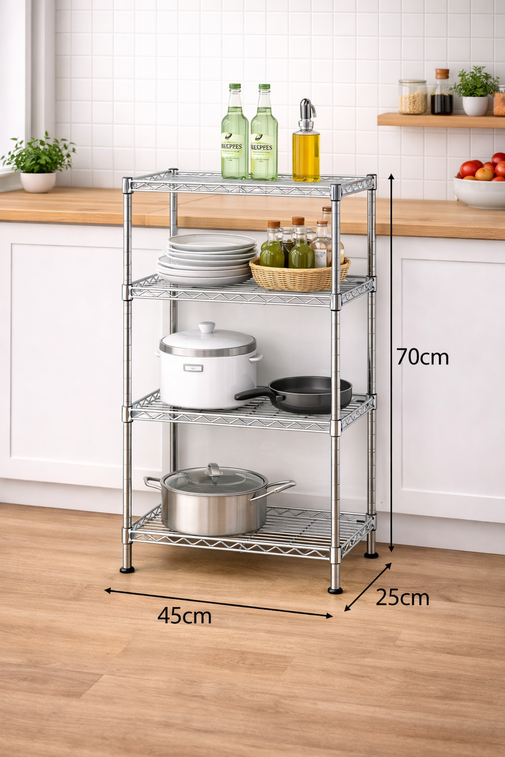 CJ-C1036 Mini Estantería de metal 4 niveles 45x25x70 cm