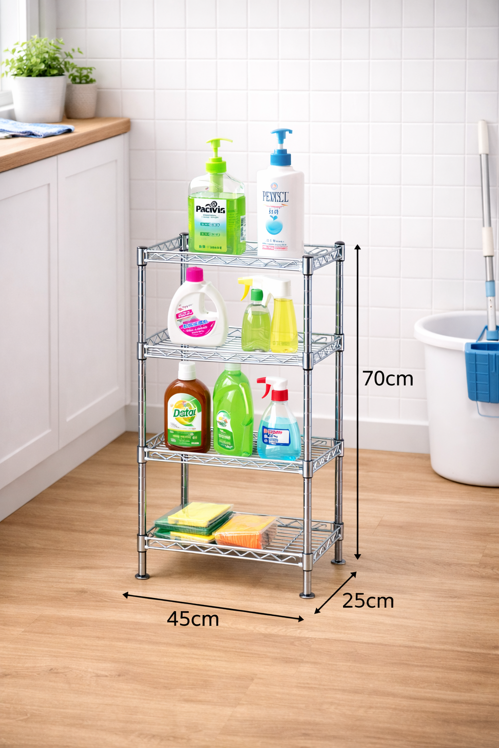 CJ-C1036 Mini Estantería de metal 4 niveles 45x25x70 cm