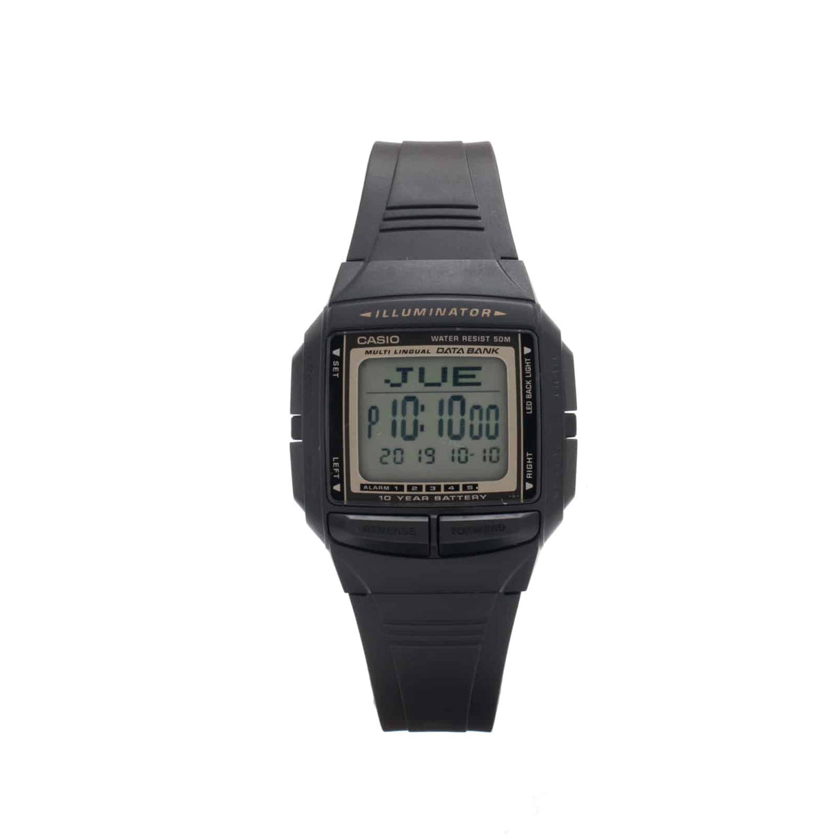 DB-36 Reloj Casio para Hombre Banda de Caucho Digital Illuminator 10 Años de Batería