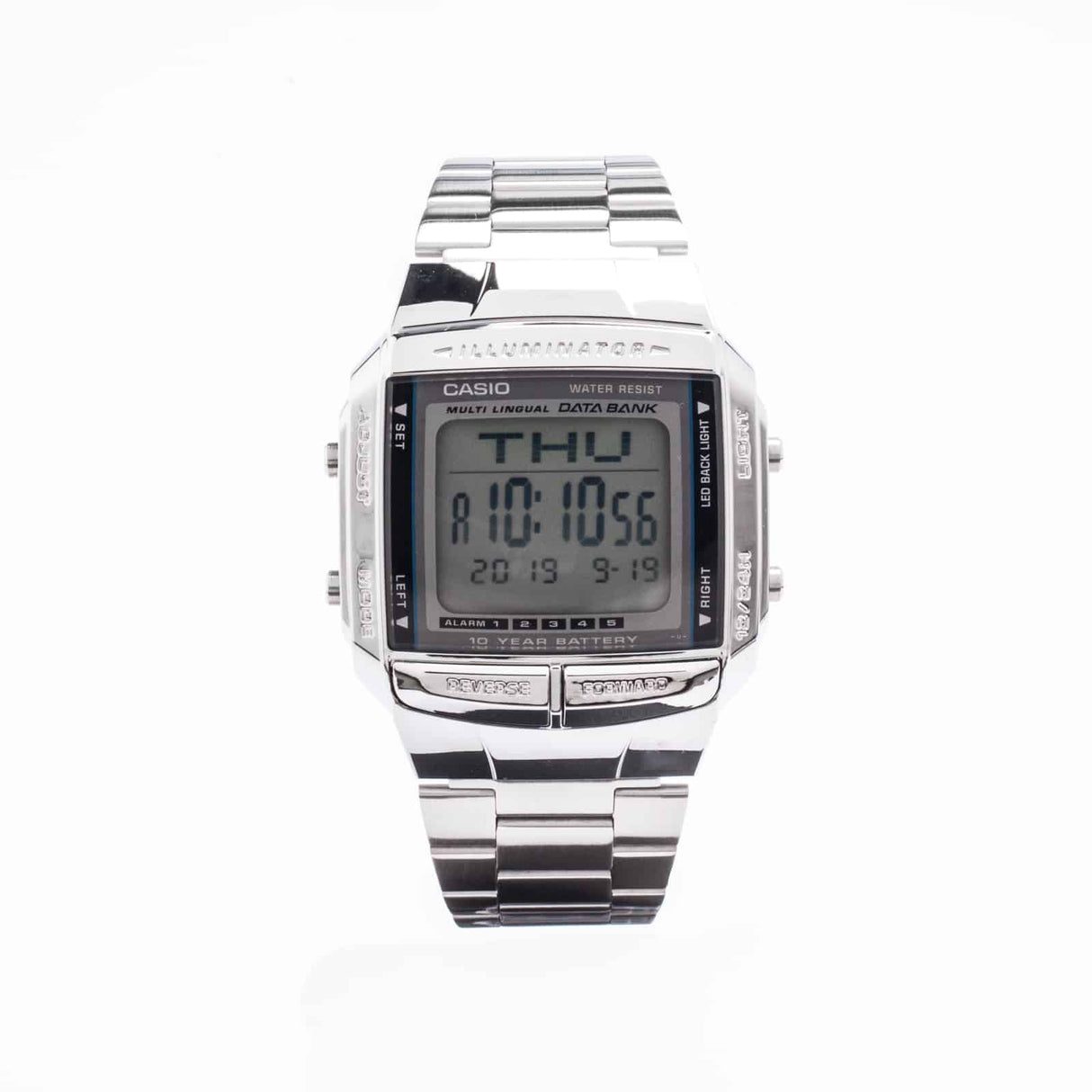 DB-360 Reloj Casio para Hombre Pulsera de Acero Inoxidable Digital Illuminator 10 Años de Batería