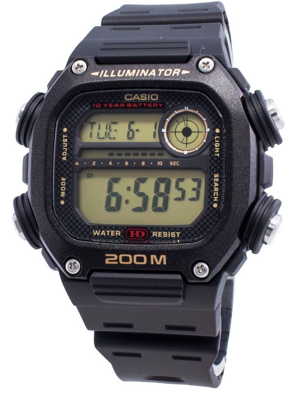 DW-291 Reloj Casio para Hombre Pulsera de Caucho Digital Illuminator 10 Años de Batería