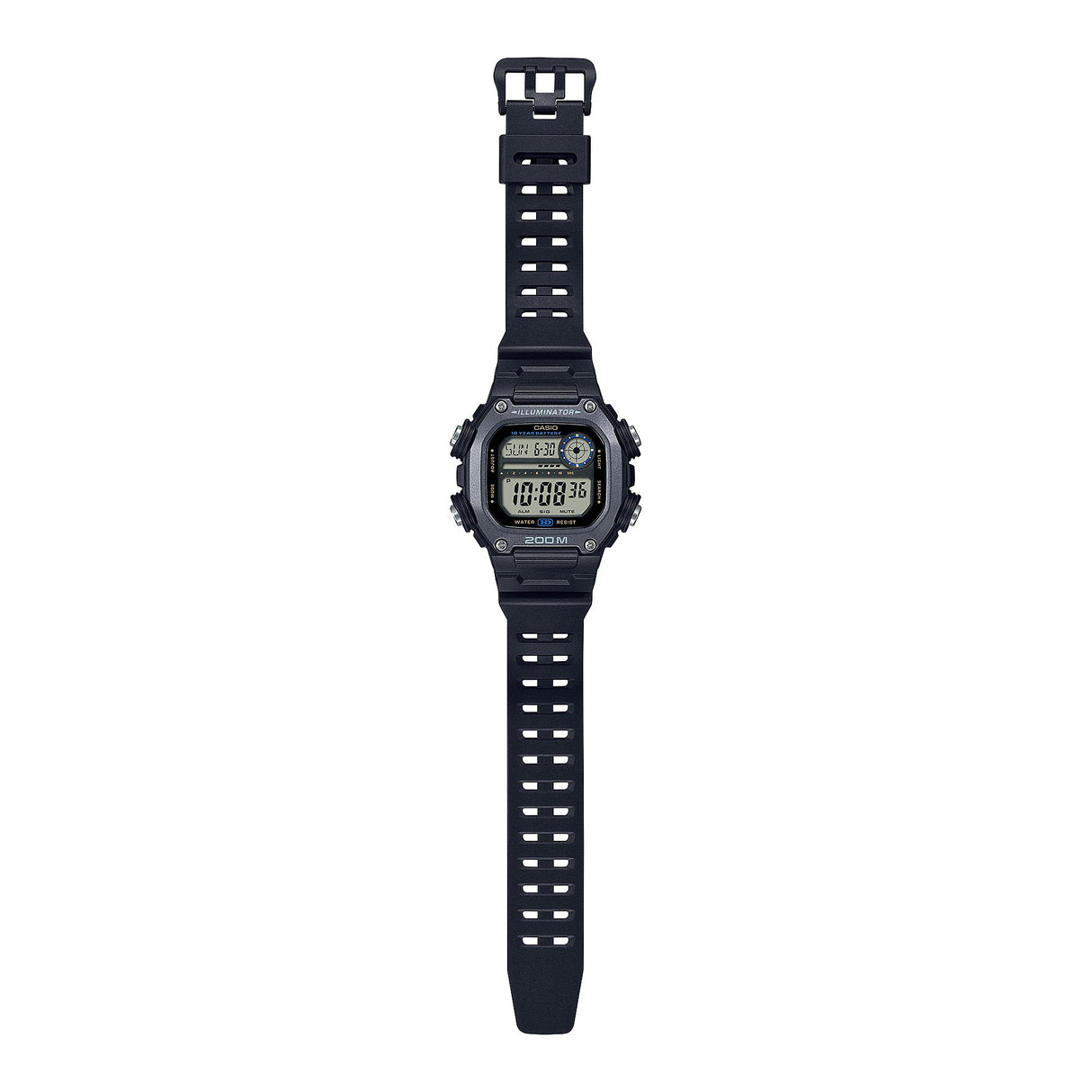 DW-291 Reloj Casio para Hombre Pulsera de Caucho Digital Illuminator 10 Años de Batería