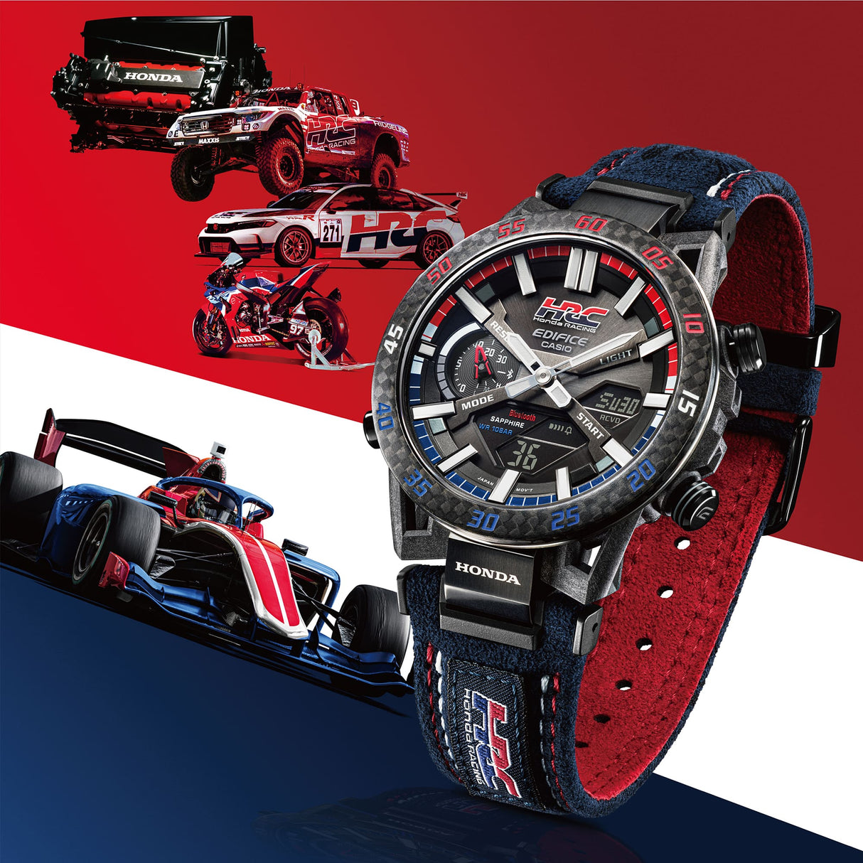 ECB-2000HR-1A Reloj Edifice Honda Racing para caballero correa de tela Bluetooth
