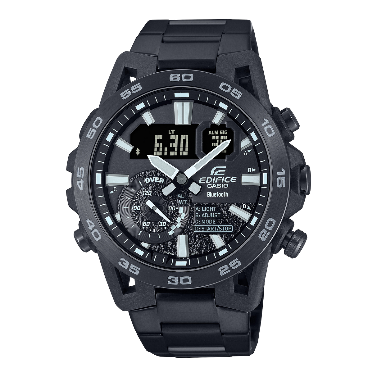 ECB-40 Edifice Reloj Doble Hora de Acero Inoxidable para Hombre con Bluetooth