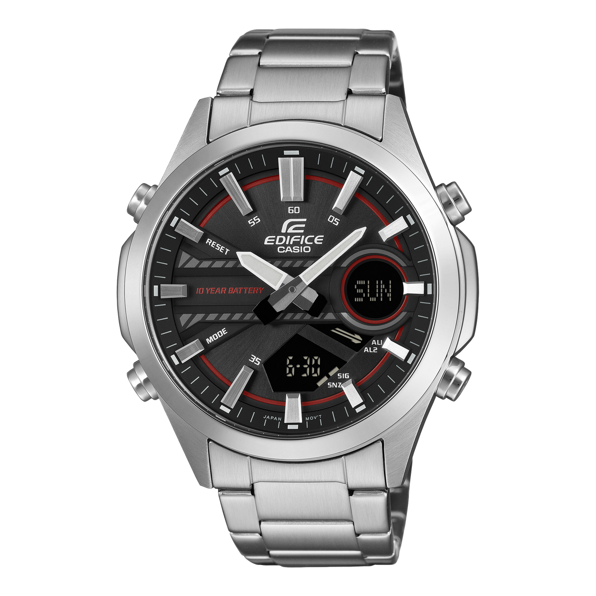 EFV-C120 Reloj Edifice Para Caballero Doble hora pulsera de metal 10 años de batería