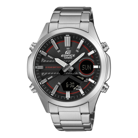 EFV-C120 Reloj Edifice Para Caballero Doble hora pulsera de metal 10 años de batería