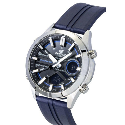 EFV-C120 Reloj Edifice Para Caballero Doble hora 10 años de batería pulsera de caucho