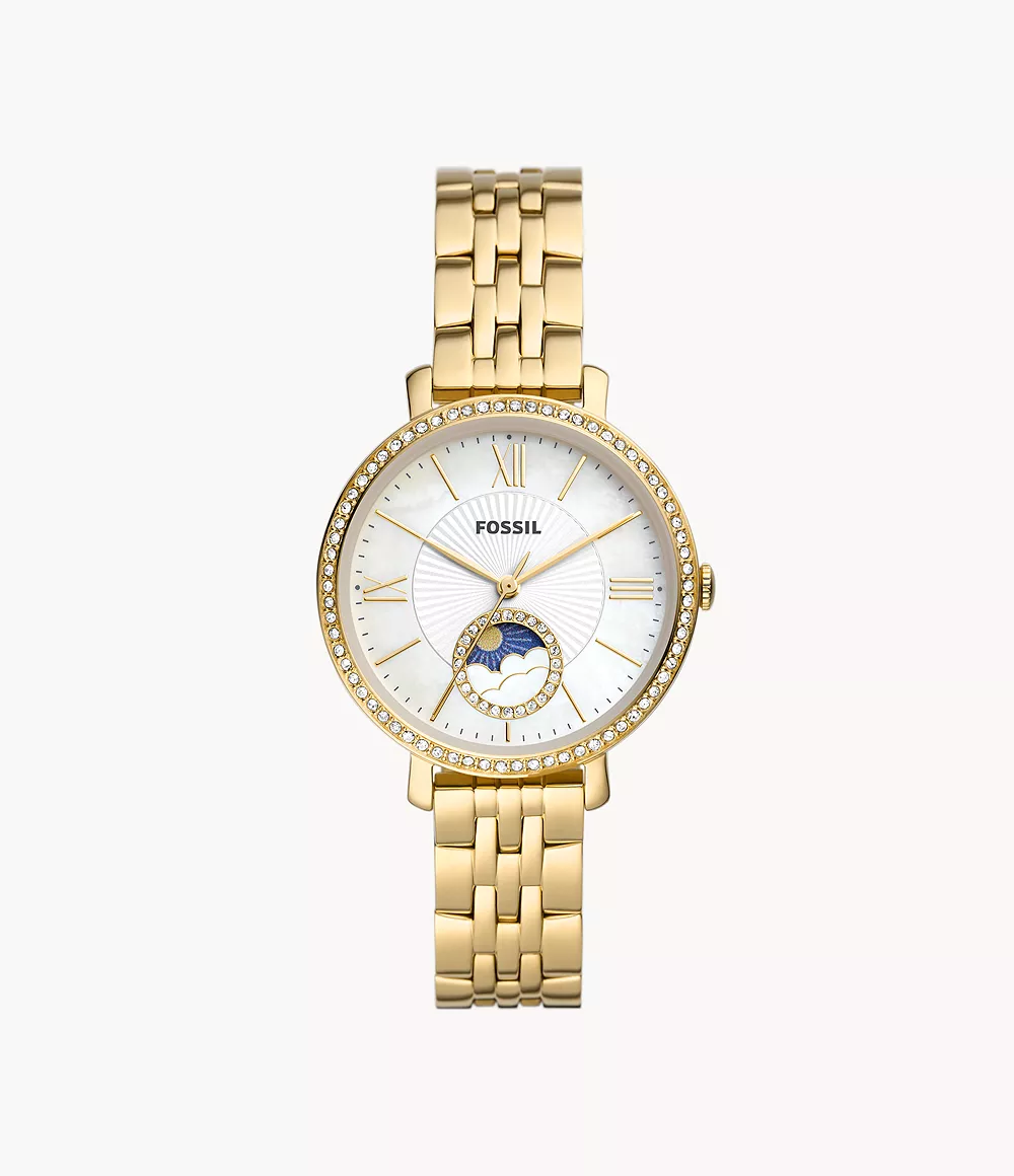Reloj Fossil Jacqueline Solar y Lunar de mujer correa de metal