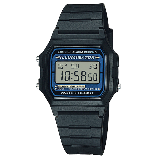 F-105W-1A Reloj Casio para Hombre, Mujer Pulsera de Goma Digital Vintage Clásico Illuminator