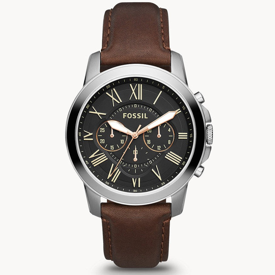 Reloj Fossil Grant de hombre banda de piel 44 mm