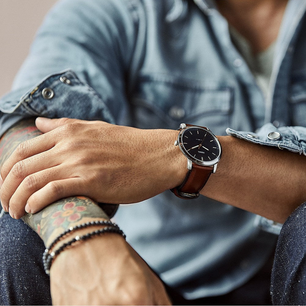 Fossil The Minimalist Reloj para Hombre Análogo Pulsera de Cuero