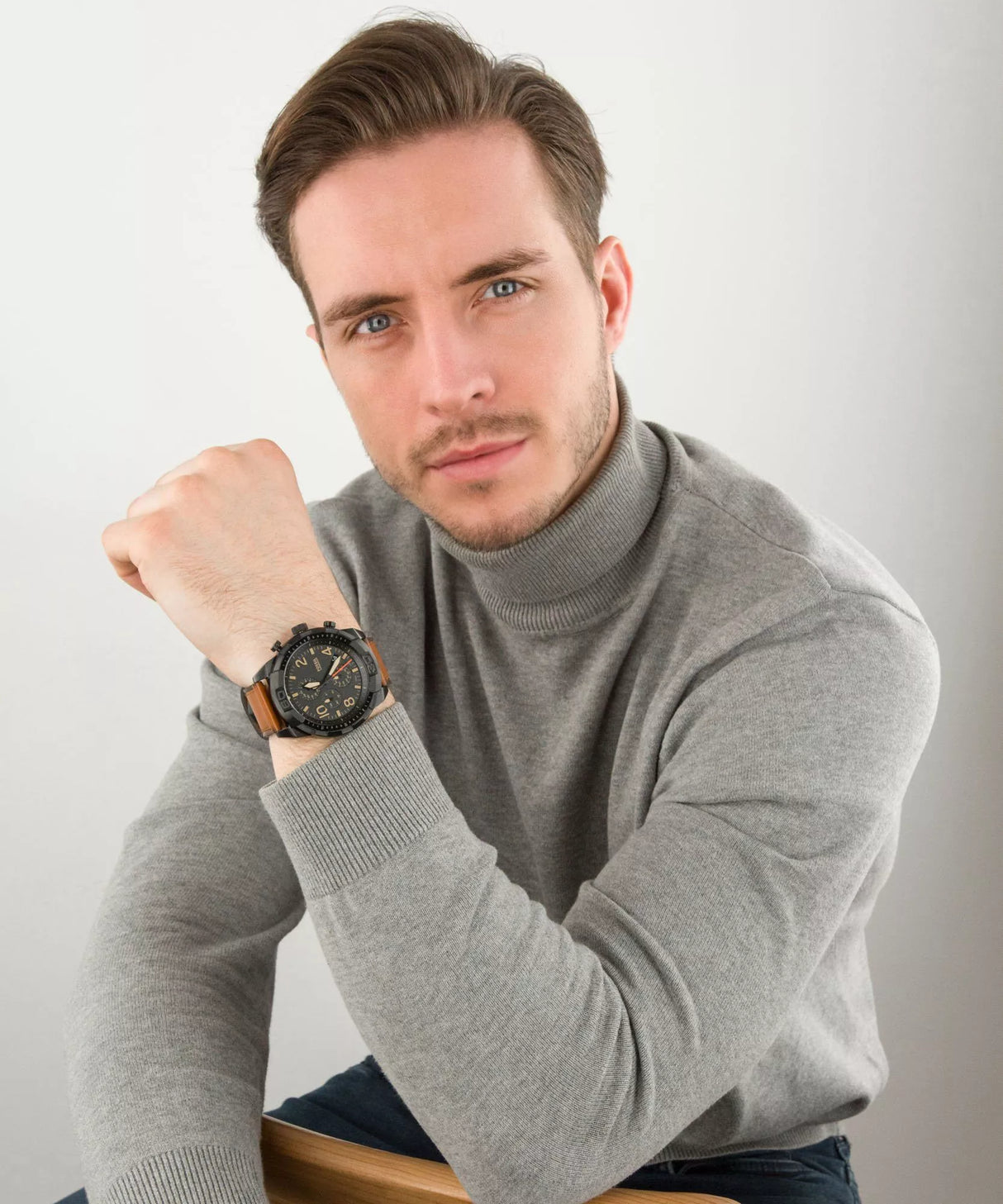 Fossil Bronson Reloj Análogo para Hombre Pulsera de Cuero