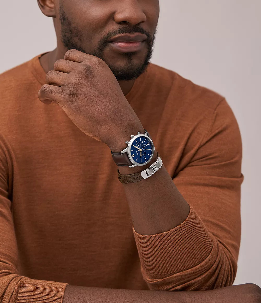 Fossil Neutra reloj Análogo para Caballero Correa de Cuero