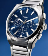 Reloj Fossil Everett Smoke de hombre banda de metal 44 mm