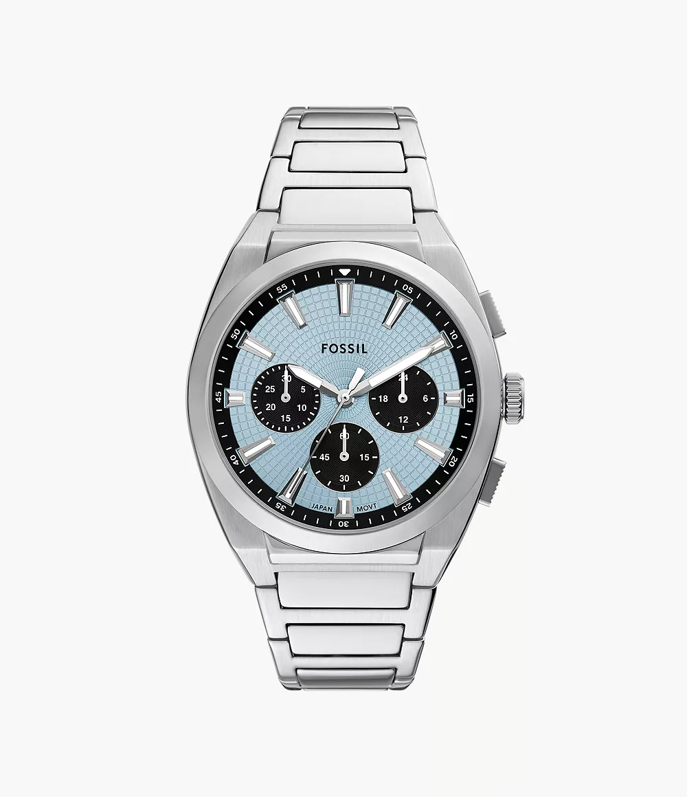 Reloj Fossil Everett Smoke de hombre banda de metal 44 mm