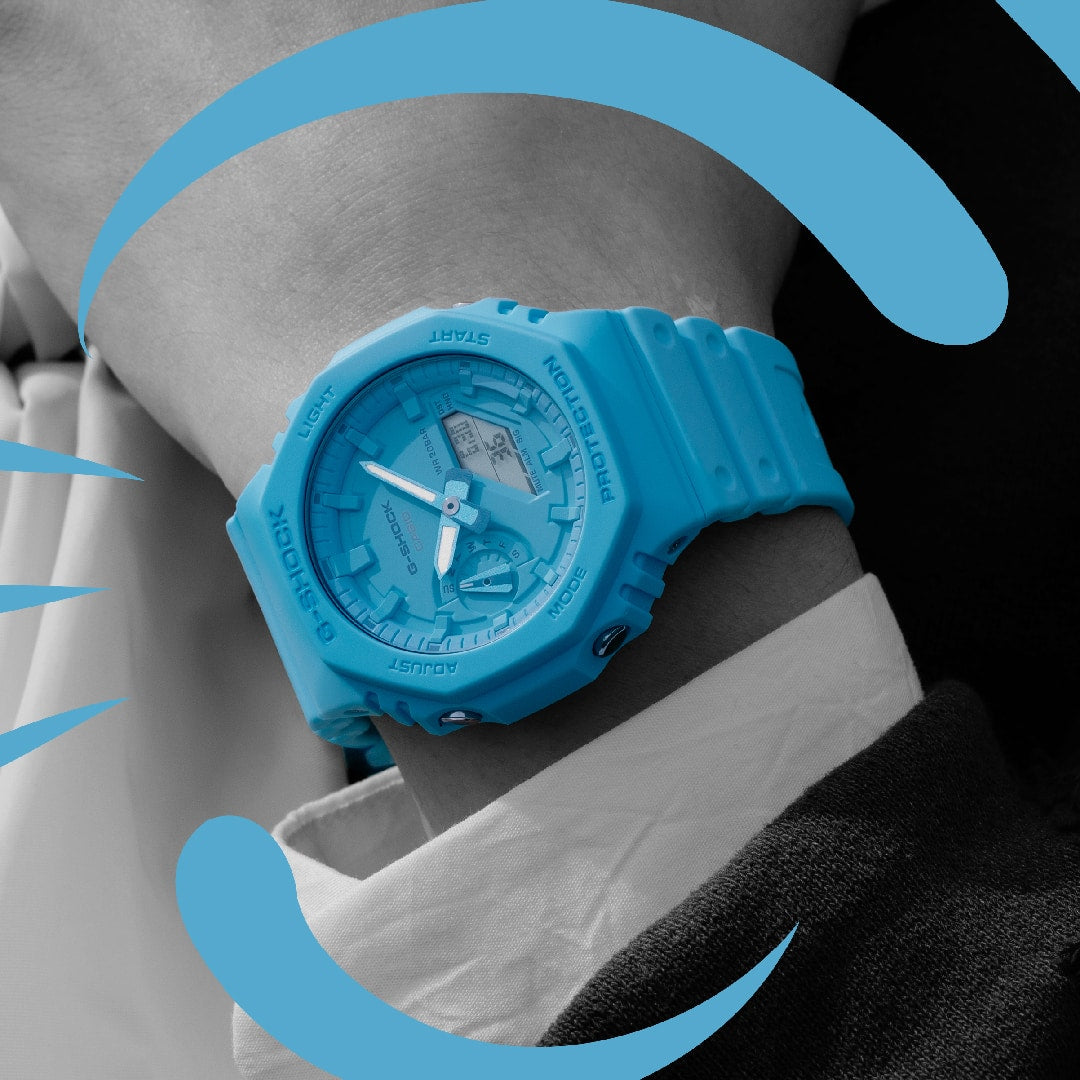 GA-2100 Reloj G-Shock Pulsera de Caucho para Hombre Doble hora